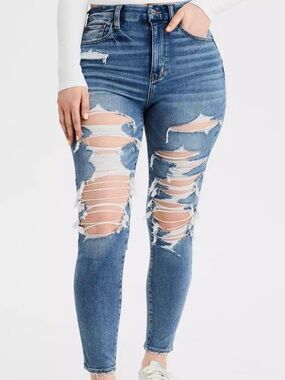 NWT American Eagle Outfitters Distressed High-Rise Jeggings - Medium Blue